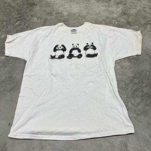 Vintage 90s Panda Royce Dolphin Trading Co T-Shirt Size XL USAMade Single - Picture 1 of 7